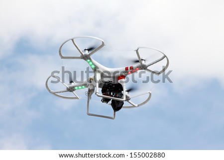 digital camera on flying craft driving by remote control