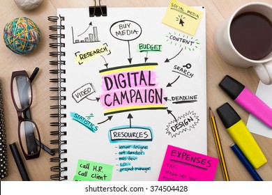 Digital campaign roadmap plan on sketch pad high resolution - Shutterstock ID 374504428