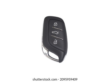 Digital Car Key Remote Control With Unlockable And Lockable Buttons Is Isolated On White Background.