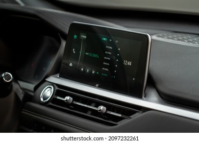 Digital Car Radio. Modern Car Radio In Car. Smart Multimedia Touchscreen System.