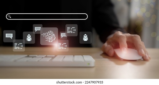 Digital chatting artificial intelligence chatbot. Chatbot, chatGPT, robot application, conversation assistant concept. AI, Robot application and global connecting. Human feedback learning technology. - Shutterstock ID 2247907933