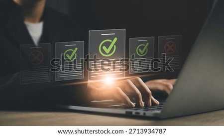 Digital checklist and document approval system. User marking task as complete. Concept of workflow validation, digital certificate, and document management.
