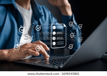 Digital checklist and form, document verification, online form submission, workflow automation, task management process.