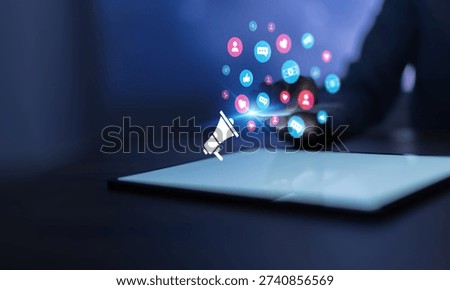 Digital communication platform visualizing social engagement and online influence.