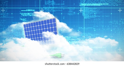 Digital composite of 3d solar panel against graphic background