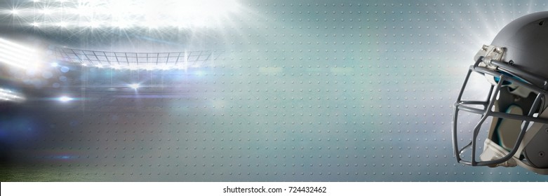 Digital composite of American football helmet with stadium transition - Powered by Shutterstock