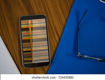 Digital composite of Bookshelf on mobile-phone screen