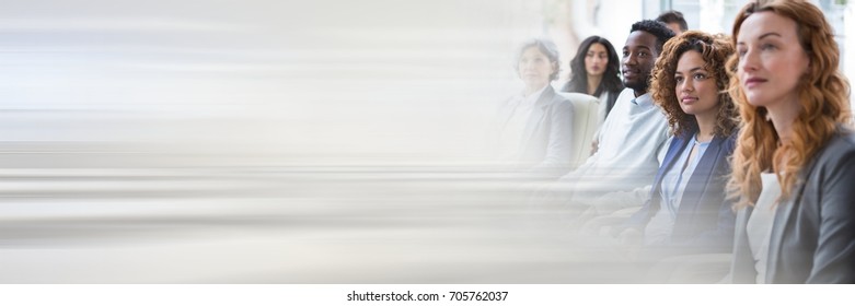 Digital Composite Of Business People Having A Meeting With Transition Effect