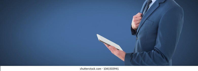 Digital Composite Of Businessman Holding Tablet