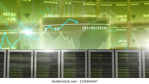 Digital composite of Computer servers and technology information interface