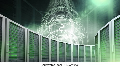 Digital composite of Computer servers and technology information interface