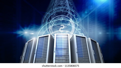 Digital composite of Computer servers and technology information interface - Powered by Shutterstock - Get 15% off with code: PIKWIZARD15