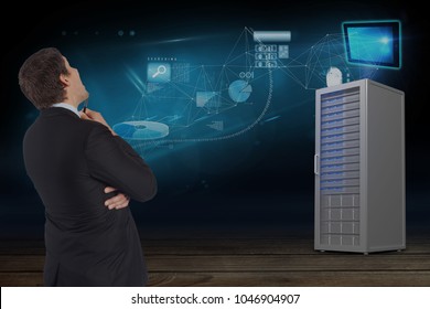 Digital composite of data center with model 3