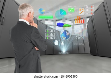Digital composite of data center with model