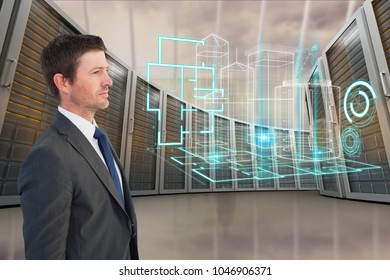 Digital composite of data center with model 12