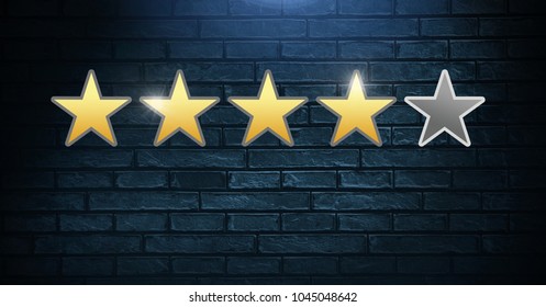 Digital Composite Of Four Star Review Rating