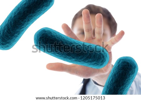 Digital composite of hand touching mitochondria