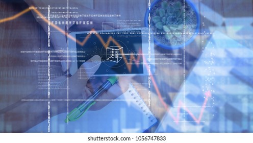 Digital composite of Hands using smart phone with overlay