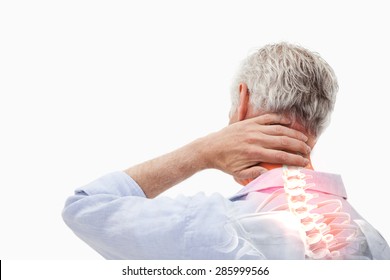 Digital Composite Of Highlighted Spine Pain Of Man