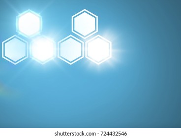Digital composite of Icons interface of hexagons over blue background