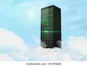 Digital composite image of database server system against sky in background - Powered by Shutterstock - Get 15% off with code: PIKWIZARD15