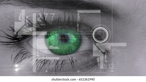 Digital composite of Digital composite image of eye interface - Powered by Shutterstock - Get 15% off with code: PIKWIZARD15