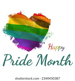 Digital composite image of pride month text by rainbow flag in heart shape on white background. creative, lgbt and pride concept. - Powered by Shutterstock