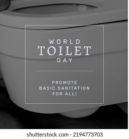 Digital composite image of world toilet day promote basic sanitation for all text on commode. Copy space, raise awareness, safely managed sanitation, hygiene, public health. - Powered by Shutterstock