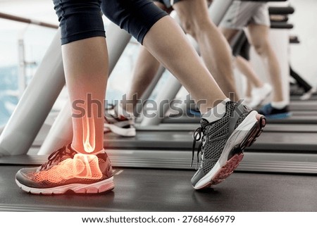 Digital composite of Jogger experiencing ankle pain