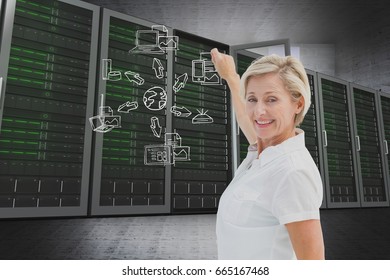 Digital composite of model drawing in server room