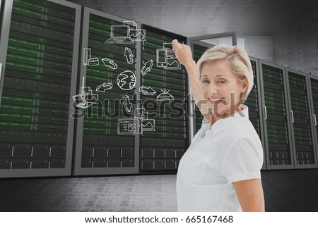 Digital composite of model drawing in server room