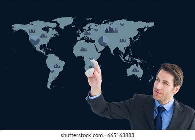 Digital composite of model + maps + backgrounds  
