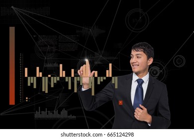 Digital composite of model + various backgrounds  + interface graphics 