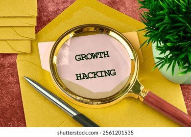 Digital composite, multiple exposure, coding, networking, technology and network server concept. GROWTH HACKING written in a letter from a postal envelope. - Powered by Shutterstock - Get 15% off with code: PIKWIZARD15