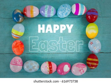 Creative Easter Layout Made Colorful Eggs Stock Photo (Edit Now) 1036198243