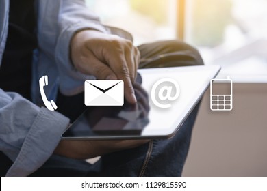 Digital Contact Us Customer Support Hotline Stock Photo 1129815590 