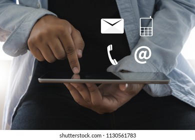 Digital Contact Us Customer Support Hotline Stock Photo 1130561783 ...