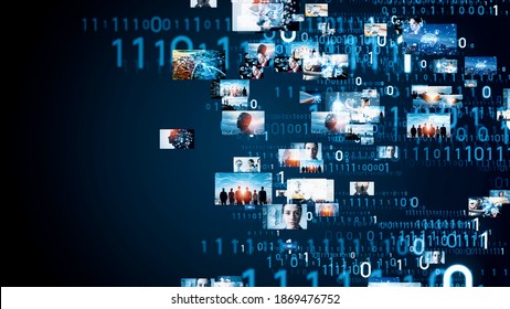 Digital contents concept. Social networking service. Streaming video. communication network. 
