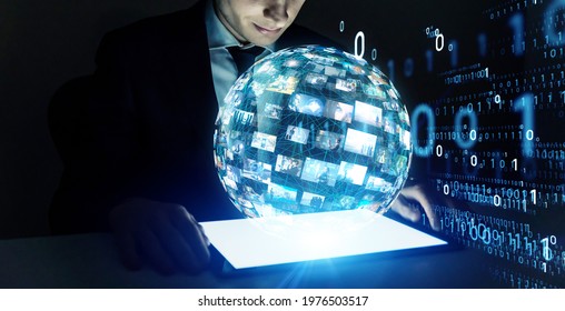 Digital contents concept. Social networking service. Streaming video. NFT. Non-fungible token.