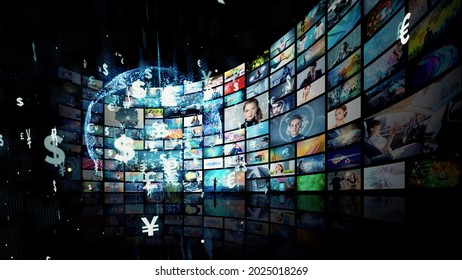 Digital contents concept. Social networking service. Streaming video. NFT. Non-fungible token.