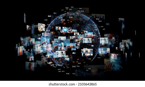 Digital contents concept. Social networking service. Streaming video. communication network.  - Shutterstock ID 2103643865