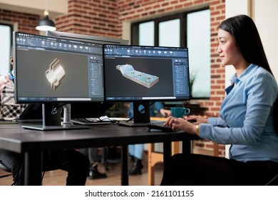 Digital creator improving prototype mesh using advanced computer and software while sketching 3D scene. Skilled creative professional creating digital model while solving technical issues. - Powered by Shutterstock