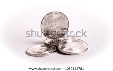Digital currency physical metal silver dashcoin coin.