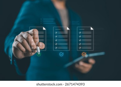 Digital customer feedback system checklist review form. Useful for business evaluation, quality rating, satisfaction analysis, and online survey response collection.