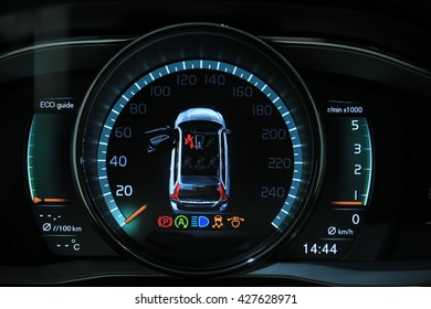 Digital Dashboard Of A Modern Car, Showing All Different Functions