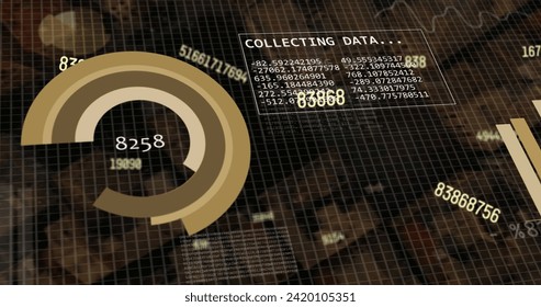 A digital data analysis concept is depicted. It showcases numerical data processing and cybersecurity themes.