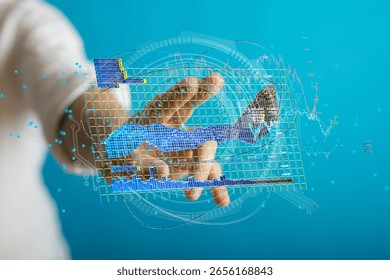 Digital Data Analysis: Hand Interacting with Charts and Graphs