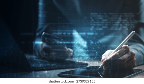 Digital data flow and cloud analytics concept showing real time network connections, big data processing, visualization dashboards, and modern cloud computing infrastructure.
