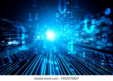 Digital Data Flow On Road With Motion Blur To Create Vision Of Fast Speed Transfer . Concept Of Future Digital Transformation , Disruptive Innovation And Agile Business Methodology .