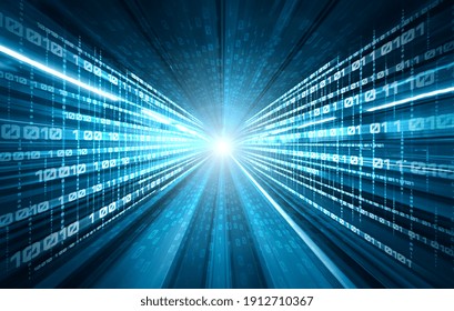Digital data flow on road with motion blur to create vision of fast speed transfer . Concept of future digital transformation , disruptive innovation and agile business methodology .